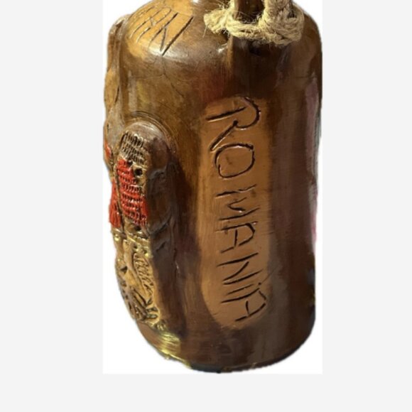 Dracula Flask Bottle/Stopper Folk Art Clay Romania Bran Castelli Etched 7.5x3.5 - Picture 3 of 6